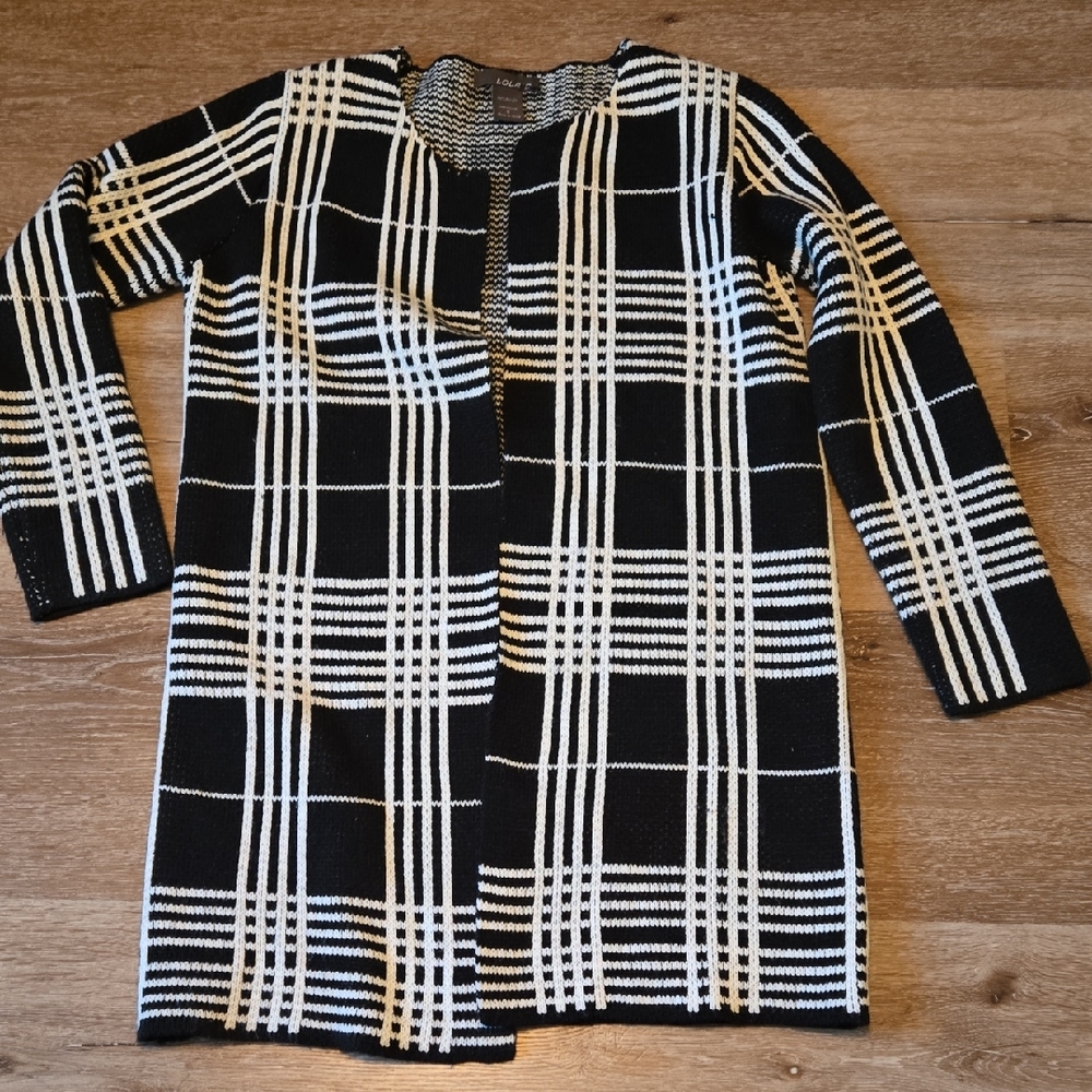 lola Black and White Knit Cardigan